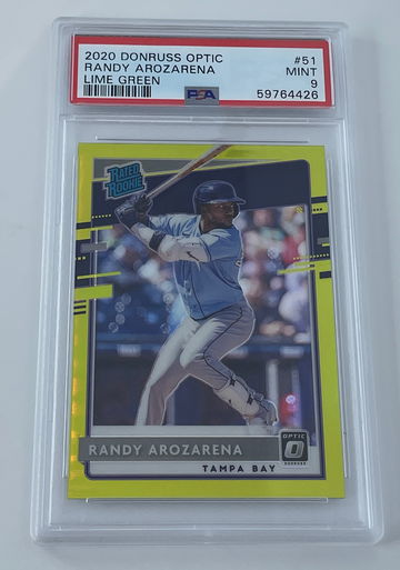 Randy Arozarena 2020 Donruss Optic Lime Green Rated Rookie PSA 9
