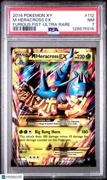 2014 Pokemon Xy Furious Fists M Heracross EX Furious Fist-Ultra Rare PSA 7 #112