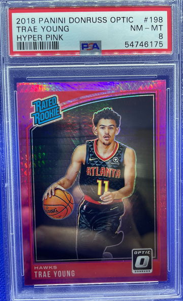 2018-19 PANINI DONRUSS OPTIC HYPER PINK TRAE YOUNG ATLANTA HAWKS RC PSA 8 NM-MT