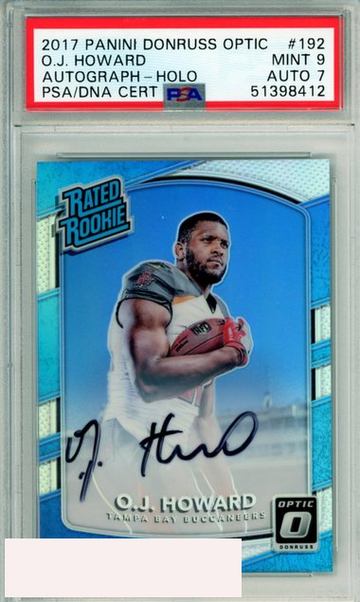 2017 PANINI DONRUSS OPTIC O J HOWARD #192 AUTOGRAPH-HOLO ROOKIE BUCS PSA 9 MINT