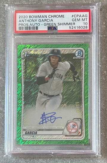 2020 Anthony Garcia Bowman Chrome Green Shimmer Refractor Auto /99 PSA10