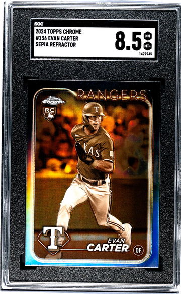 2024 Topps Chrome Sepia Refractor Evan Carter #136 RC SGC 8.5