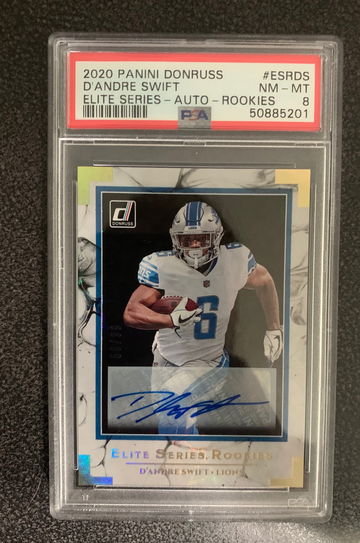 2020 Donruss D'andre Swift Elite Series Rookies  Auto /99 PSA 8