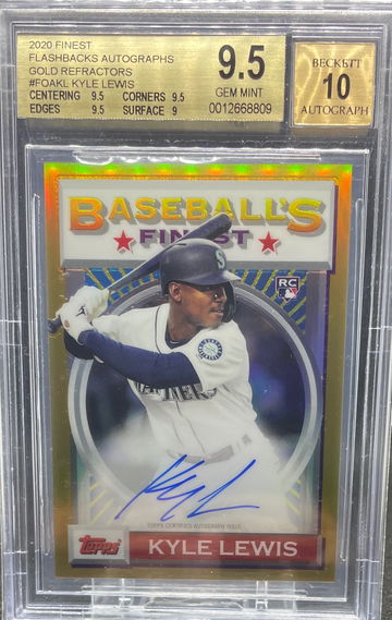 2020 Finest Flashbacks Kyle Lewis Auto Gold /15 BGS 9.5
