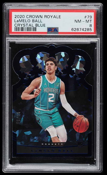 2020 Panini Crown Royale LaMelo Ball RC Crystal Blue Die-Cut #'d /99 PSA 8 #79