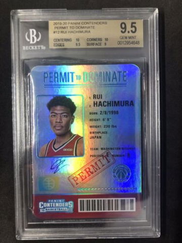 RUI HACHIMURA 2019 Panini Contenders #12 Rookie Permit to Dominate BGS 9.5