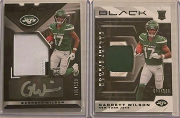 2022 Panini Black Garrett Wilson RPA and Patch 2 card lot