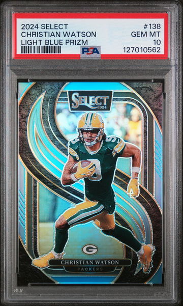 2024 Panini Select Light Blue Prizm Christian Watson #138 /39 PSA 10