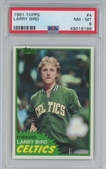 1981 Topps 4 LARRY BIRD PSA 8 (1st Solo Card) CENTERED