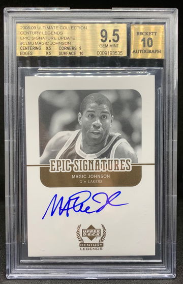 UPPER DECK EPIC SIGNATURES MAGIC JOHNSON BGS 9.5 AUTO 10 POP 3