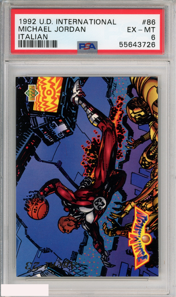 1992 UPPER DECK INTERNATIONAL MICHAEL JORDAN #86 ITALIAN HOF PSA 6 EX-MT