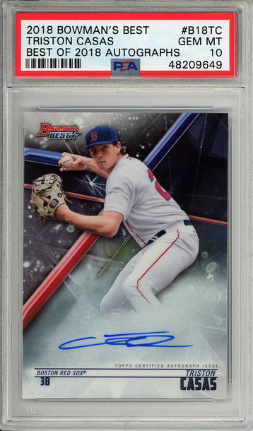 Triston Casas 2018 Topps Bowman's Best, Best of 2018 Autographs #B18-TC PSA 10 Gem Mint! 9649