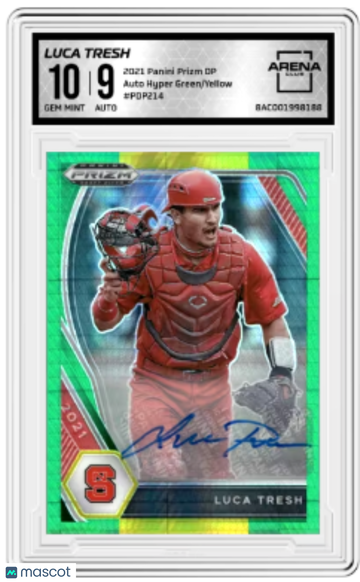 2021 Panini Prizm DP Luca Tresh #PDP214 Auto Hyper Green/Yellow Arena Club 10 Auto 9