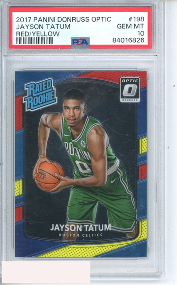 2017 PANINI DONRUSS OPTIC JAYSON TATUM #198 RED YELLOW PSA 10 GEM MT RC