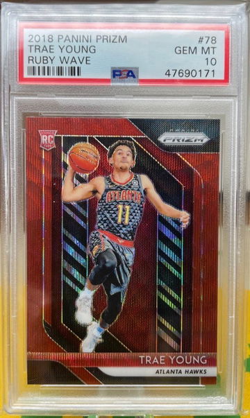2018-19 Trae Young Rookie Card Ruby Wave Prizm PSA 10 color match!