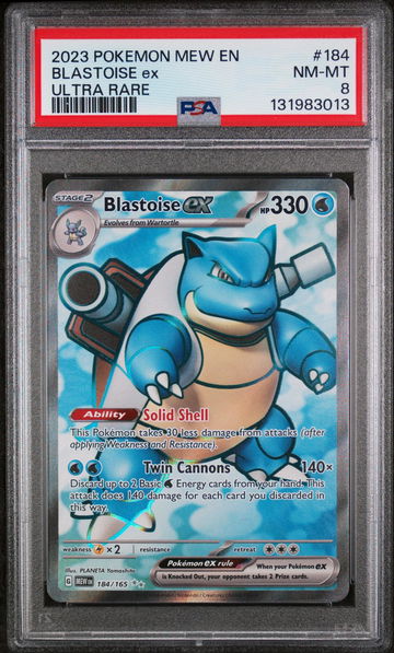 2023 Pokemon Scarlet and Violet 151 Ultra Rare Blastoise Ex #184 PSA 8