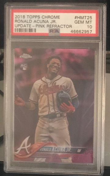 2018 Topps Chrome Update Ronald Acuna Jr Pink Refractor #HMT25 PSA 10
