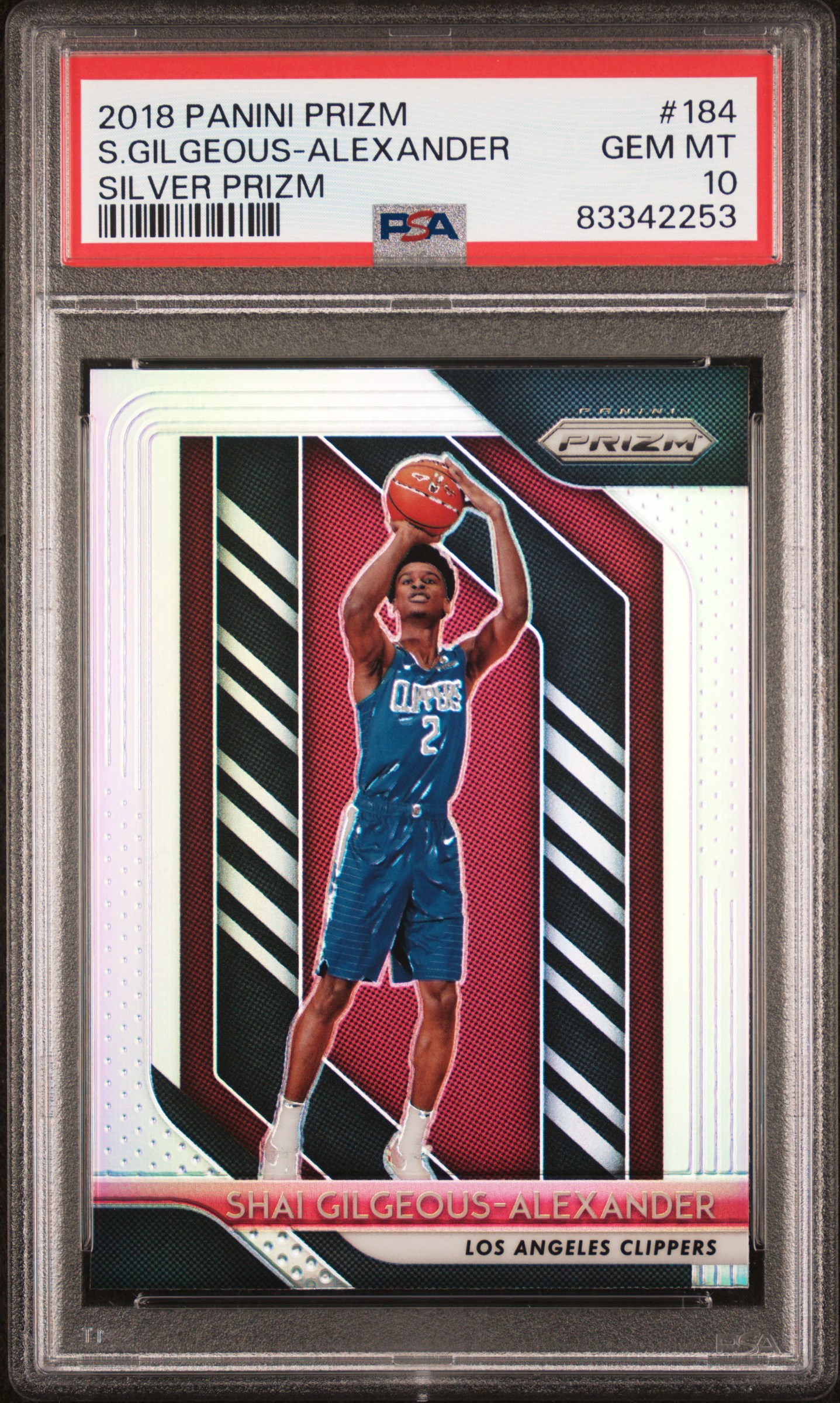 PSA 10 2018 Panini Prizm Shai Gilgeous-Alexander Silver Prizm Rookie RC #184