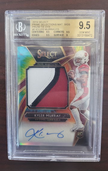 2019 Select Kyler Murray Prime Selections Material Signatures RPA Tie Dye /15 BGS 9.5