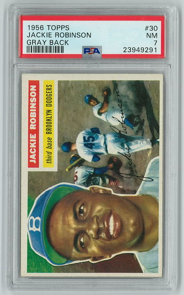 Jackie Robinson 1956 Topps #30 Grey Back PSA 7 Near Mint