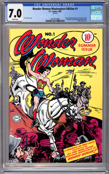WONDER WOMAN #1 CGC 7.0 MASTERPIECE ED REPRINT 1ST SOLO WONDER WOMAN TITLE 2001