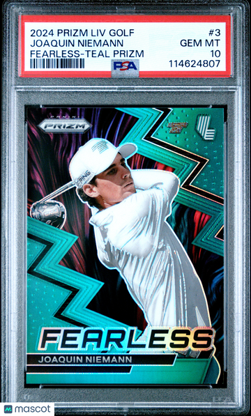 2024 Panini Prizm LIV Golf Fearless Joaquin Niemann #3 Teal PSA 10