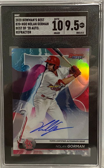 2020 Bowman’s Best B20-NGO Nolan Gorman Best of ‘20 refractor auto 9.5 10 auto