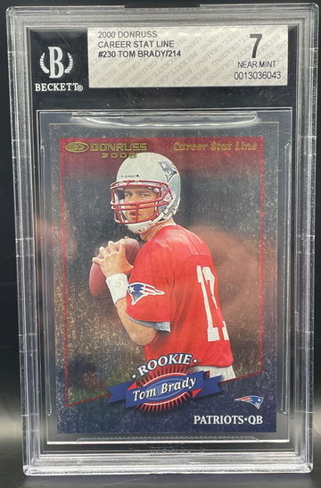 2000 donruss Tom Brady Stat Line Foil BGS 7 /214