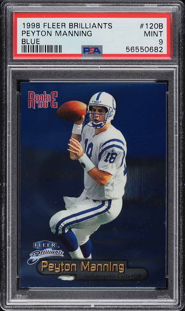 1998 Fleer Brilliants Peyton Manning Blue Parallel Rookie RC PSA 9 Mint