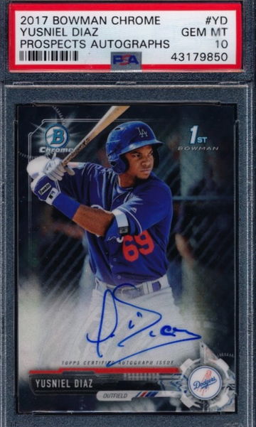 Yusniel Diaz 2017 Bowman Chrome Base Auto RC