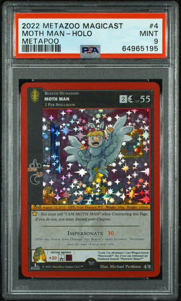 💎2022 Metazoo Magicast Metapoo #4 MOTH MAN-Holo | PSA 9 |👻🚨LOW PRINT RUN📈