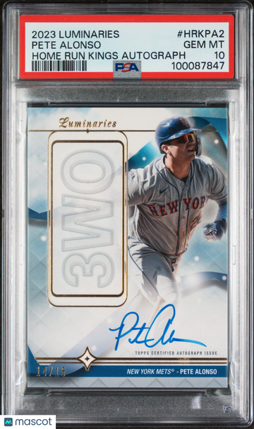 2023 Topps Luminaries Home Run Kings Autographs Pete Alonso #HRKPA2 /15 PSA 10