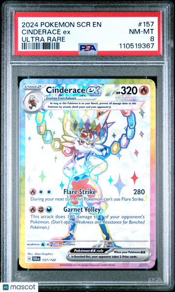 2024 Pokemon SCR EN-Stellar Crown Cinderace EX Ultra Rare PSA 8 #157