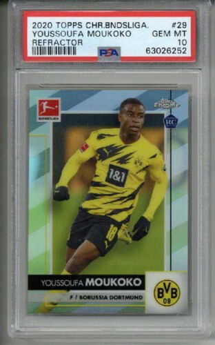 2020 TOPPS CHROME BUNDESLIGA REFRACTOR #29 YOUSSOUFA MOUKOKO PSA 10 LOW POP RARE