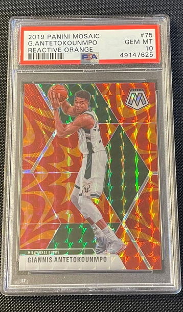 Giannis ANTETOKOUNMPO 2019 Mosaic Reactive Orange Prizm PSA 10