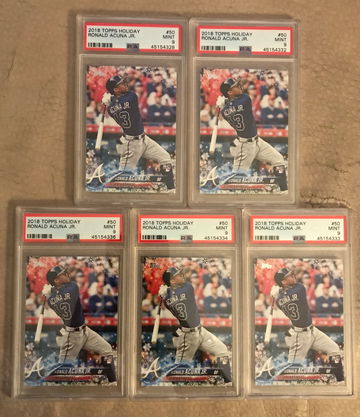 (5) 2018 Topps Holiday Ronald Acuna Jr RC PSA 9