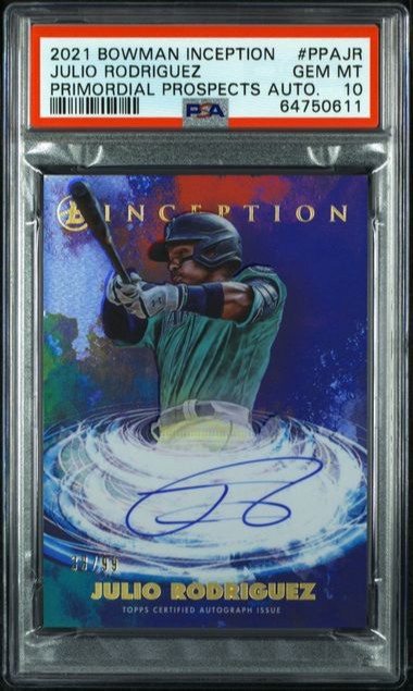 2021 Bowman Inception JULIO RODRIGUEZ Primordial Prospects Auto #/99 PSA 10 Gem Mint Pop 1 MARINERS