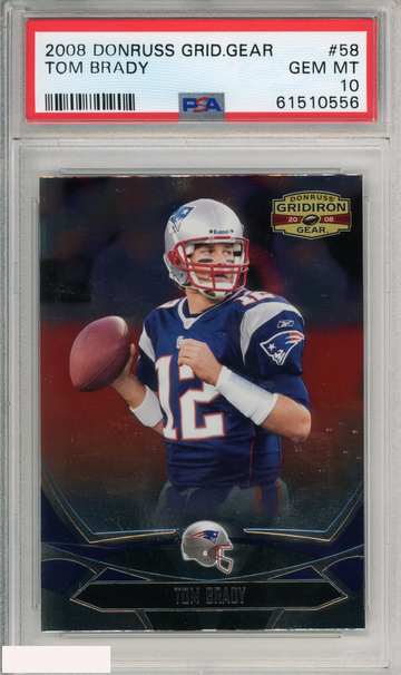 2008 DONRUSS GRIDIRON GEAR TOM BRADY #58 PATRIOTS PSA 10 GEM MT