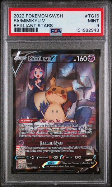 2022 Pokemon Sword and Shield Brilliant Stars Mimikyu V #TG16 PSA 9