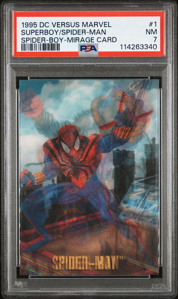 1995 Dc Versus Marvel Mirage Card Spider-Boy-Mirage Card Spider Man #1 /1 PSA 7