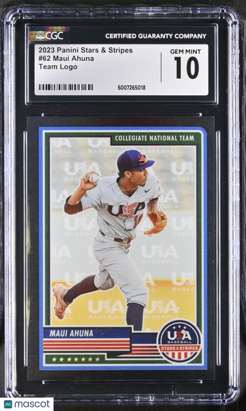 2023 Panini Stars & Stripes Maui Ahuna #62 Team Logo /50 CGC 10
