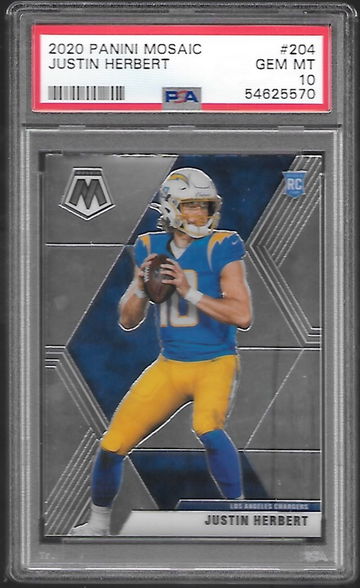 2020 Panini Mosaic Justin Herbert Rookie RC PSA 10