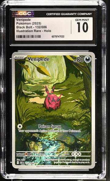 2025 Pokémon Black Bolt Illustration Rare Holo Venipede #132/086 CGC 10