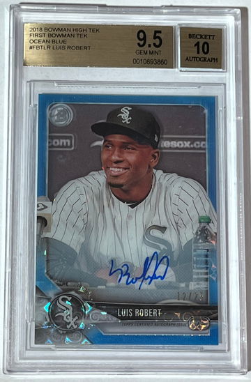 2018 LUIS ROBERT RC AUTO /25 1ST BOWMAN HIGH TEK OCEAN BLUE BGS 9.5/10 GEM MINT