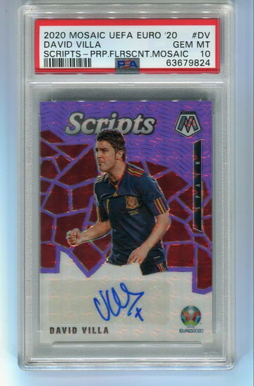2020 Mosaic UEFA Euro 2020 David Villa Scripts Purple fluorescent Auto /10 PSA 10