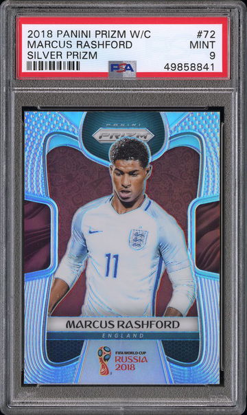 2018 PANINI PRIZM WORLD CUP SILVER PRIZM #72 MARCUS RASHFORD PSA 9 England Manchester United