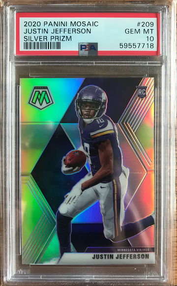 2020 prizm mosaic Justin Jefferson silver prizm PSA 10