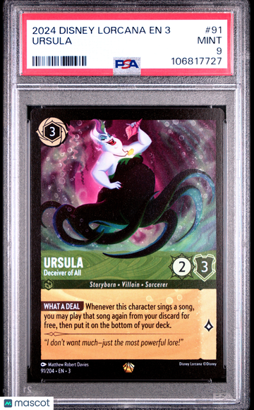 2024 Disney Lorcana EN 3-Into The Inklands Ursula PSA 9 #91