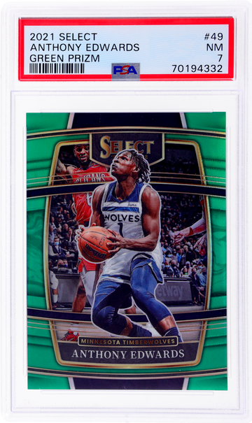 2021 Panini Select Green Prizm Anthony Edwards #49 Concourse 1/5 PSA 7