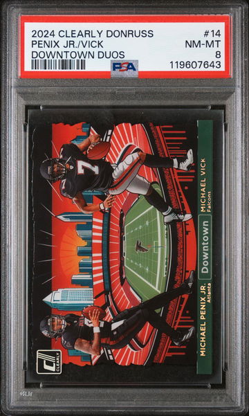 2024 Panini Clearly Donruss Downtown Duos Michael Penix Jr. #14 PSA 8
